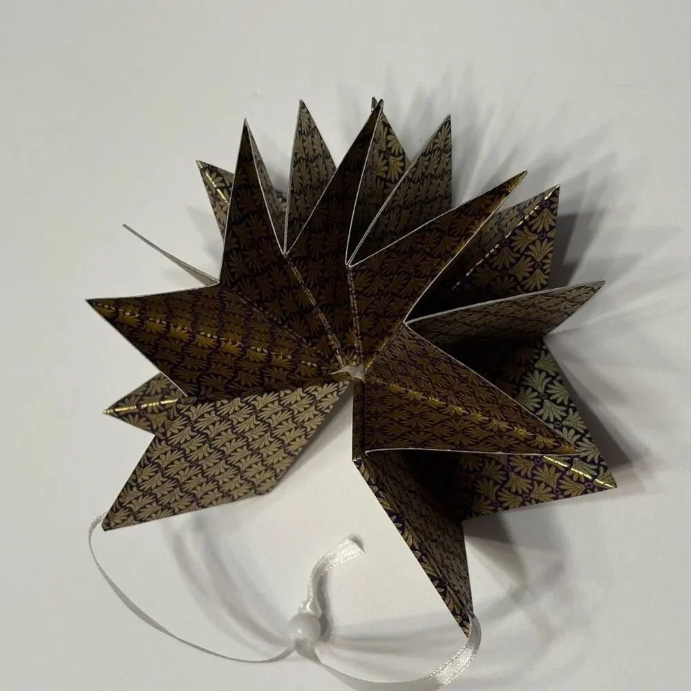 Metallic Gold and Purple Folded Origami Star Ornament Unique